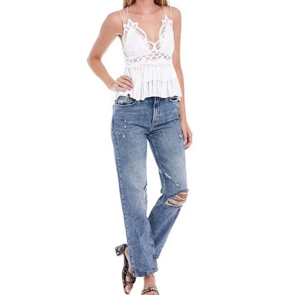 Free People Adella Cami Boho Crochet Lace Top White Sz M, NWT - Picture 4 of 8